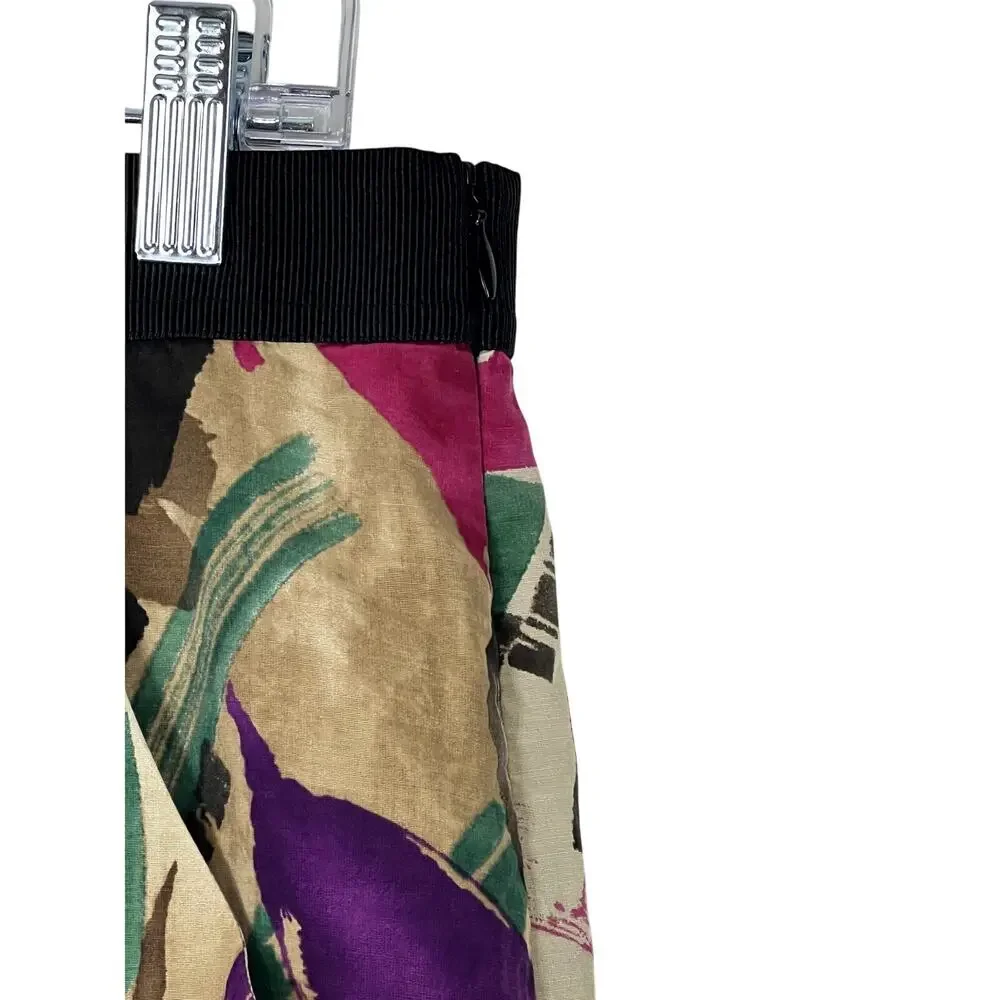 Ann Taylor Brown Black Green Purple Pink To Knee A-line Lightweight Skirt Size 8